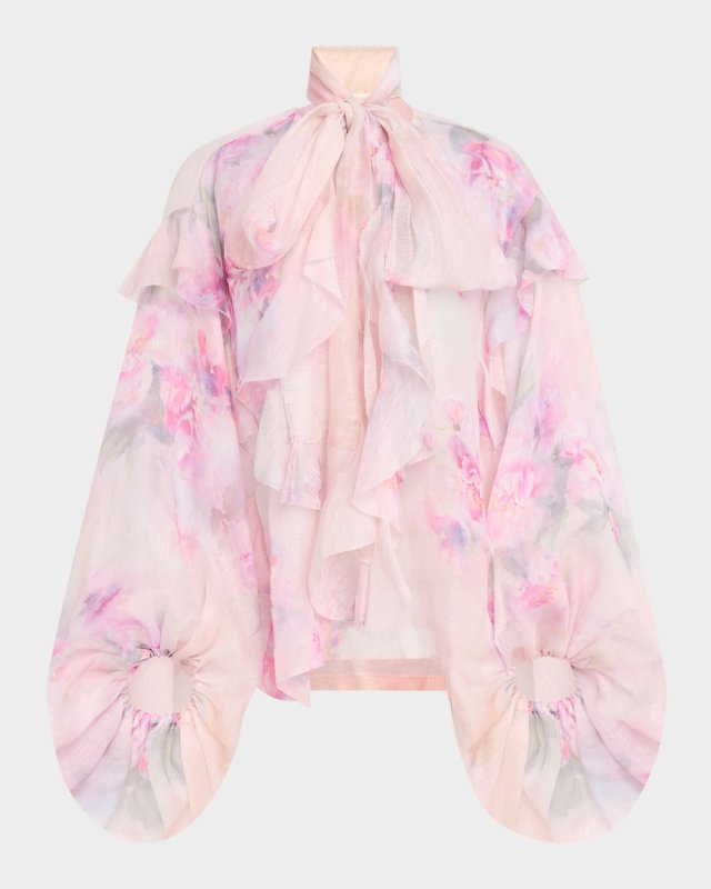 Crush Tie Neck Ruffle Blouse